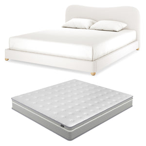Ginnie & Oriona King Bed Frame & Mattress Set in Cream White
