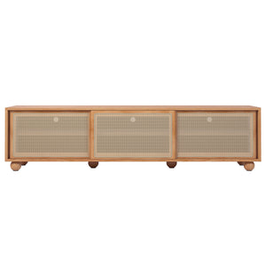 Thea 200cm Solid Oak Rattan TV Entertainment Unit in Natural