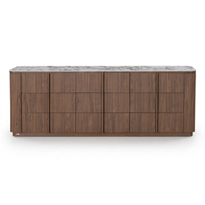 Viola 227cm Sintered Stone Storage Buffet in Walnut