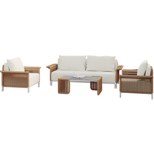 Avon 4 Seater Premium Rattan Outdoor Sofa Set in Cream White