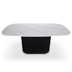 Aeris 180cm Marble Look Veneer Base Dining Table in Black