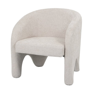 Marlona Curved Linen Chenille Accent Chair in Beige