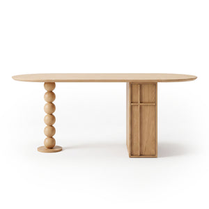 Louisa Oval Foldable Dining Table with Storage in Natural