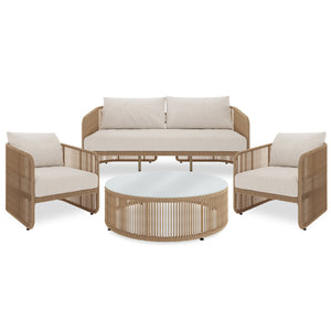 Solari 4 Seater Wicker Outdoor Sofa Set in Natural