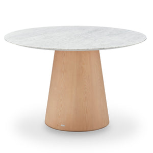 Dina 120cm Round Dining Table in Real Carrara Marble