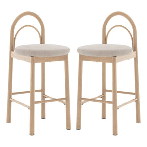 Sasha Arched Linen Bar Stool in Beige (Set of 2)