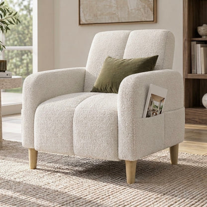 Anica Single Seater Boucle Sofa Chair in Cream White alternate product view