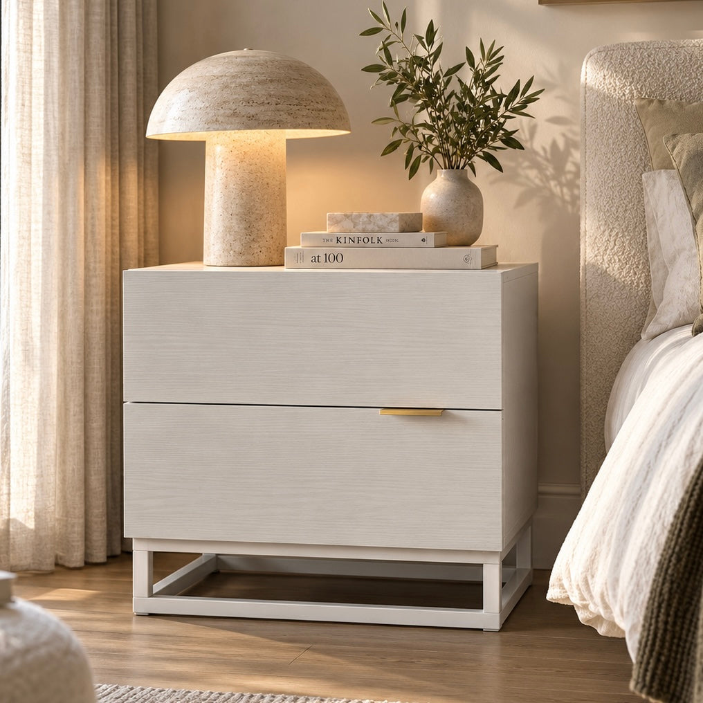 Manuel 2 Drawer Bedside Table in White alternate product view