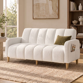 Anica 3 Seater Boucle Sofa Bed in Cream White alternate product view