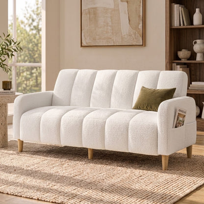 Anica 3 Seater Boucle Sofa Bed in Cream White alternate product view