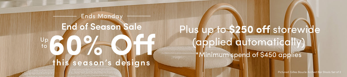 End of Season Sale. Up to 60% off this season's designs