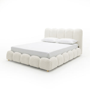 Brent Queen Gas Lift Bed in Cream White