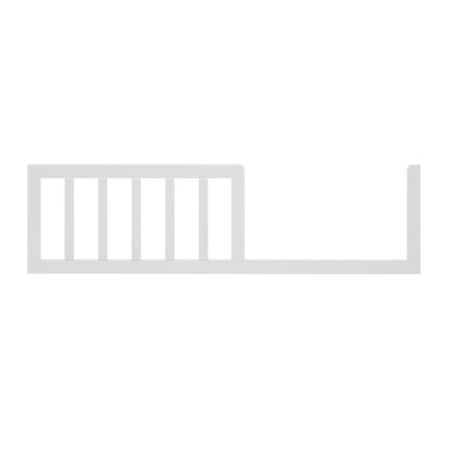 Damaris & Giro Solid Pine Baby Cot with Convertible Rail Set White features a white safety rail section with a horizontal bar, vertical slats, and an upright post for secure toddler bed conversion.