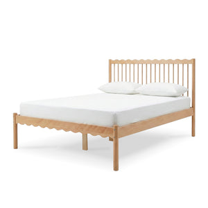 Evara Double Hardwood Scalloped Bed Frame in Natural