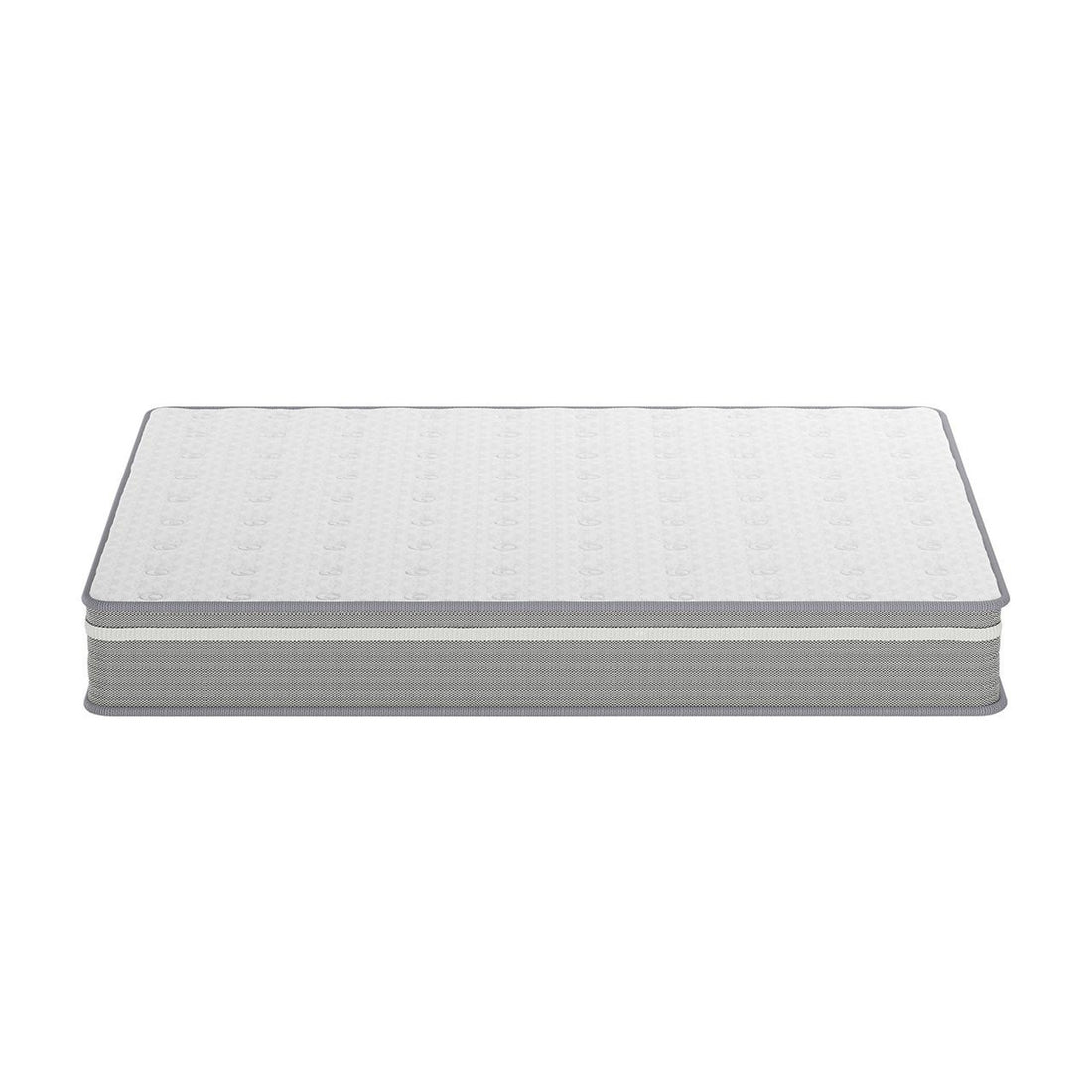 Ginnie Boucle Bed & Oriona Mattress - Double Cream features a plush, curved headboard in bouclé fabric, highlighting its elegant design and sturdy construction, ideal for a chic, restful bedroom setup.