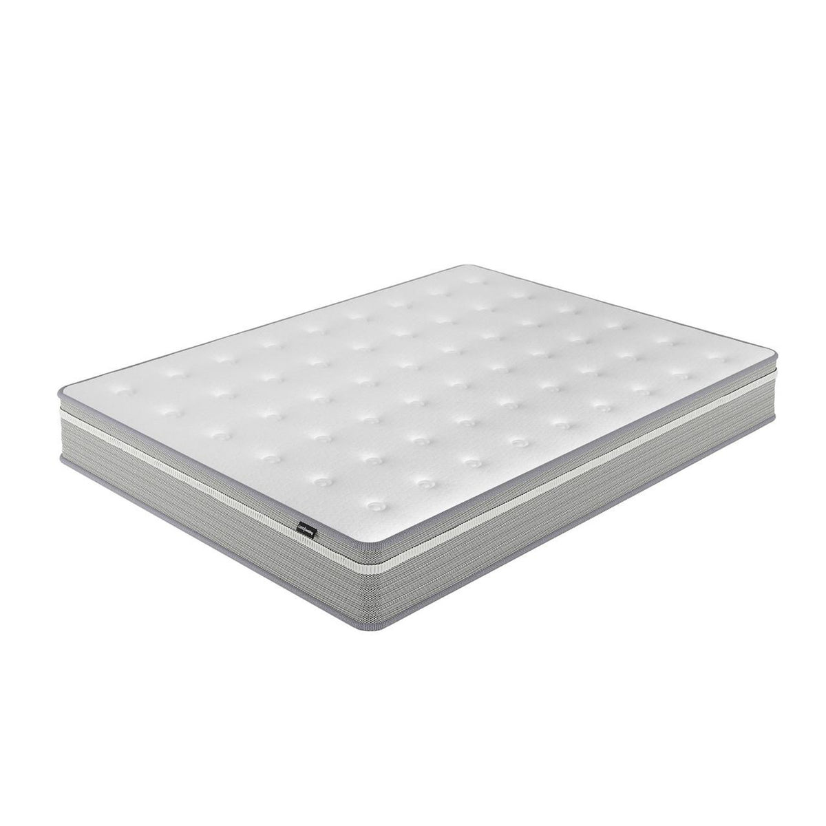 Ginnie Boucle Bed & Oriona Mattress - Queen Cream: Elegant bed frame with plush curved headboard and luxurious texture, paired with a thick, supportive mattress for ultimate comfort.
