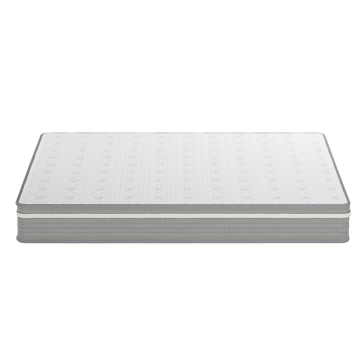 Ginnie Boucle Bed & Oriona Mattress - Queen Cream: Elegant bouclé bed frame with a curved headboard and plush mattress, showcasing modern design and comfort for restful sleep.