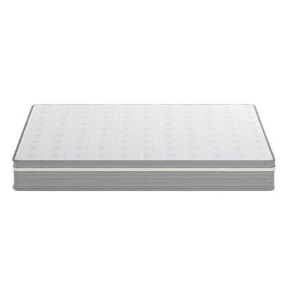 Ginnie Boucle Bed & Oriona Mattress - Queen Cream: Elegant bouclé bed frame with a curved headboard and plush mattress, showcasing modern design and comfort for restful sleep.
