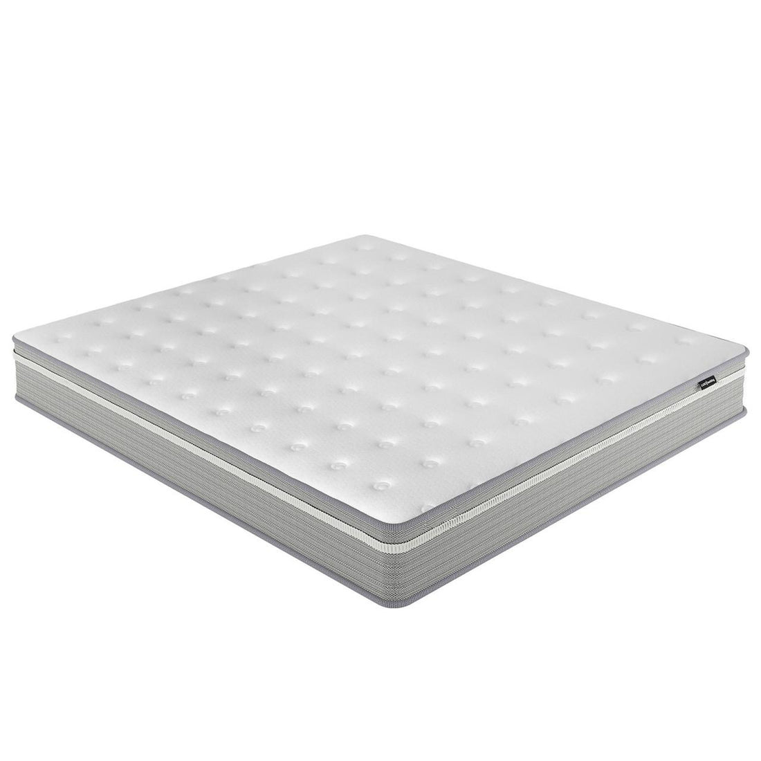 Ginnie Boucle Bed & Oriona Mattress - Super King, featuring a plush curved headboard and 25cm cool gel pocket spring mattress, displayed against a simple white background.