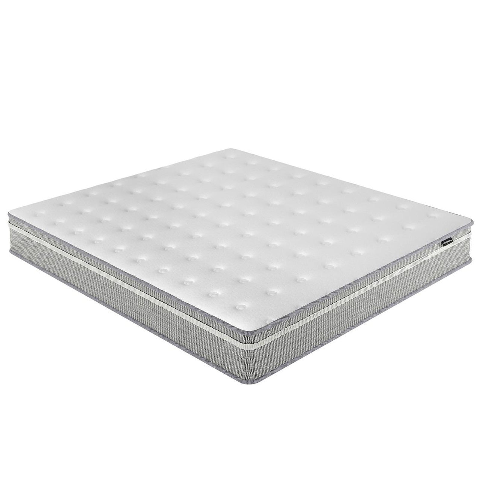 Ginnie Boucle Bed & Oriona Mattress - Super King, featuring a plush curved headboard and 25cm cool gel pocket spring mattress, displayed against a simple white background.