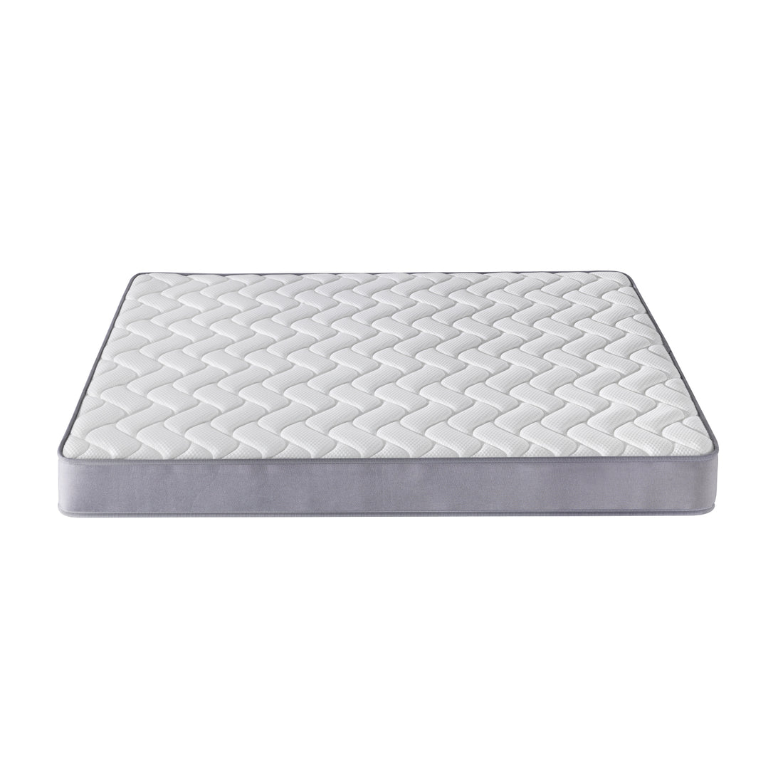 Harel & Vesta Slide Bunk Bed & Vesta Mattress Set in Natural features a white quilted mattress with wave-pattern stitching and gray side panels, emphasizing comfort and adventure for children's bedrooms.