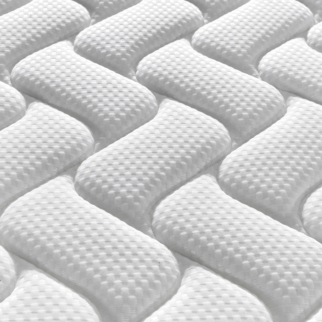 Close-up of the Harel & Vesta Slide Bunk Bed & Vesta Mattress Set in Natural, highlighting the quilted, wavy stitching pattern on the Vesta mattress's padded top for comfort and support.