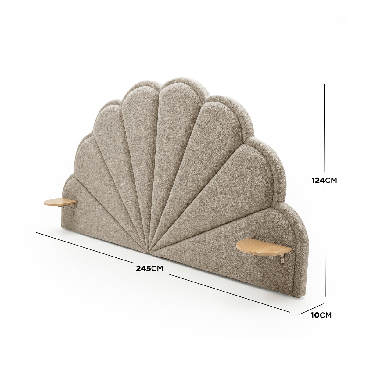 Clove King Storage Bed Base Set in Warm Beige with dimensions 245cm x 124cm x 10cm