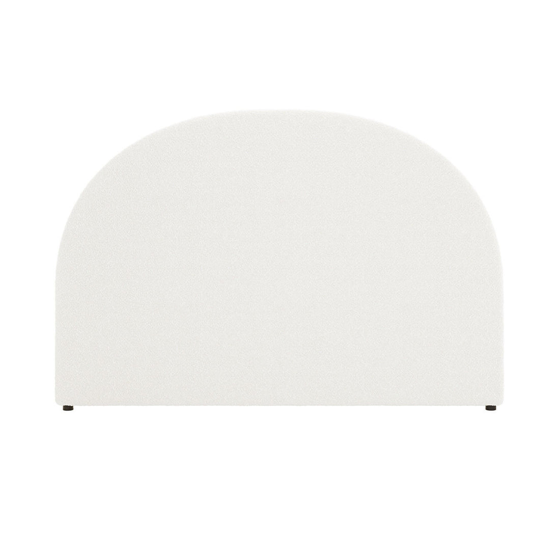 Florus Bouclé Queen Upholstered Round Bed Headboard - Cream White, featuring an arched top, off-white bouclé fabric, and four dark feet, set against a plain white background.
