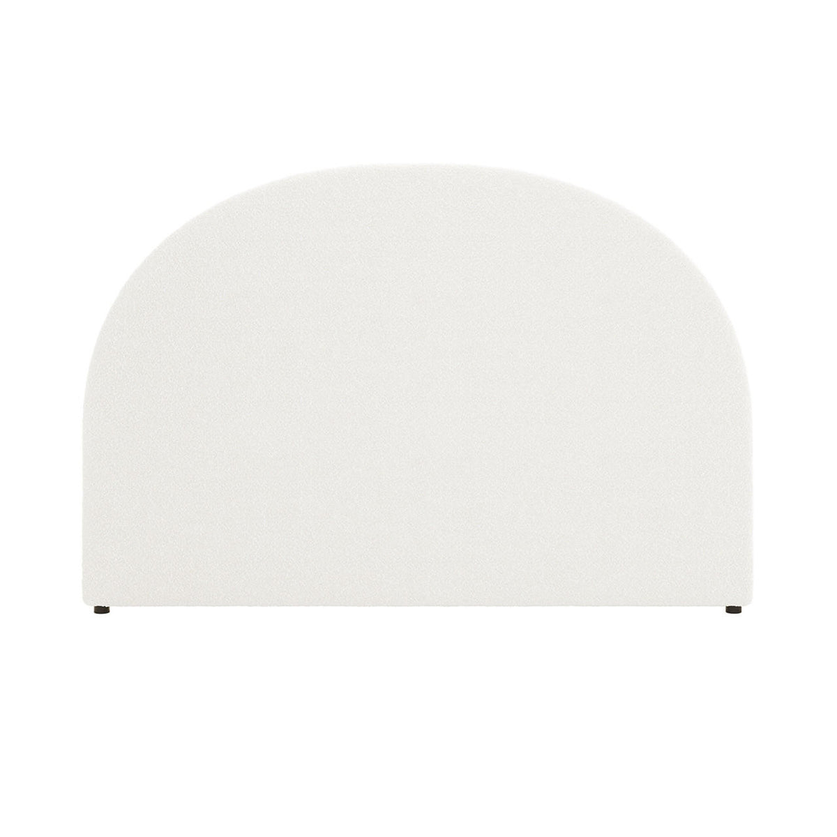 Florus Bouclé Queen Upholstered Round Bed Headboard - Cream White, featuring an arched top, off-white bouclé fabric, and four dark feet, set against a plain white background.