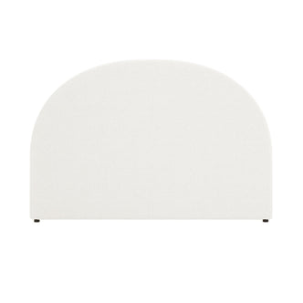 Florus Bouclé Queen Upholstered Round Bed Headboard - Cream White, featuring an arched top, off-white bouclé fabric, and four dark feet, set against a plain white background.