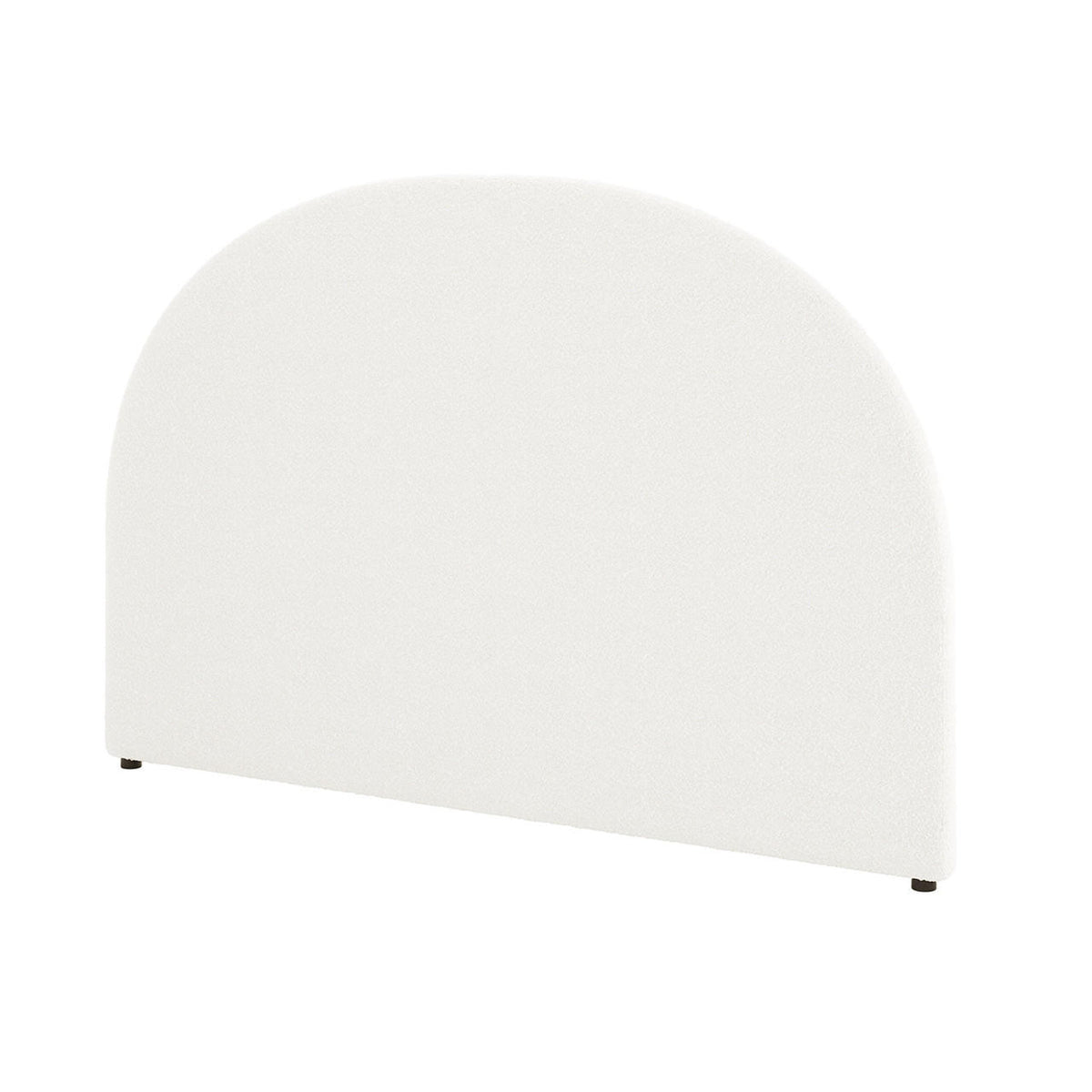 Florus Bouclé Queen Upholstered Round Bed Headboard - Cream White featuring a softly rounded top, short mounting legs, and luxurious bouclé fabric, creating an elegant and functional bedroom focal point.