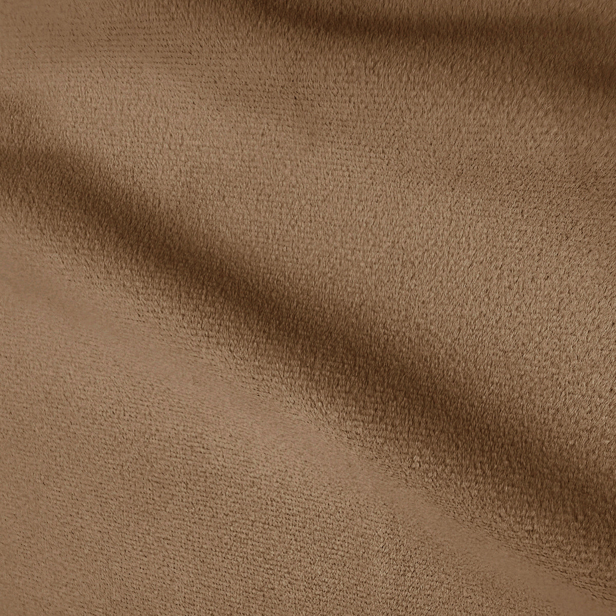 Close-up of mocha brown textured fabric upholstery showing soft pile detail