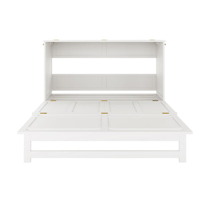 Jaxen Smart Queen Murphy Bed partially unfolded, showcasing its white wooden frame and hinged panels, paired with the Plico 3-Fold Queen Mattress for compact, ergonomic space-saving in modern homes.
