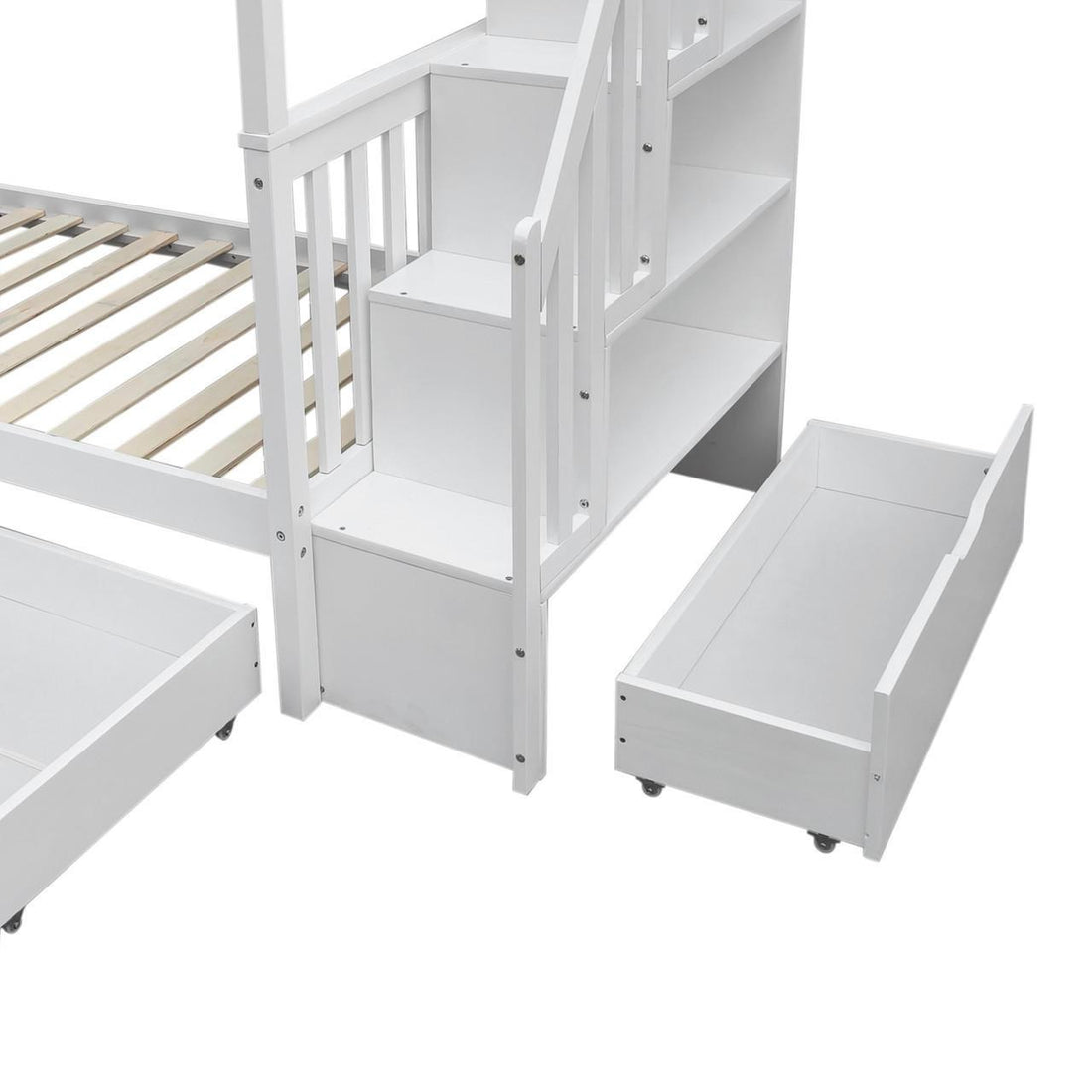 Jessica Timber Bunk Bed & Junior Mattress Package - White