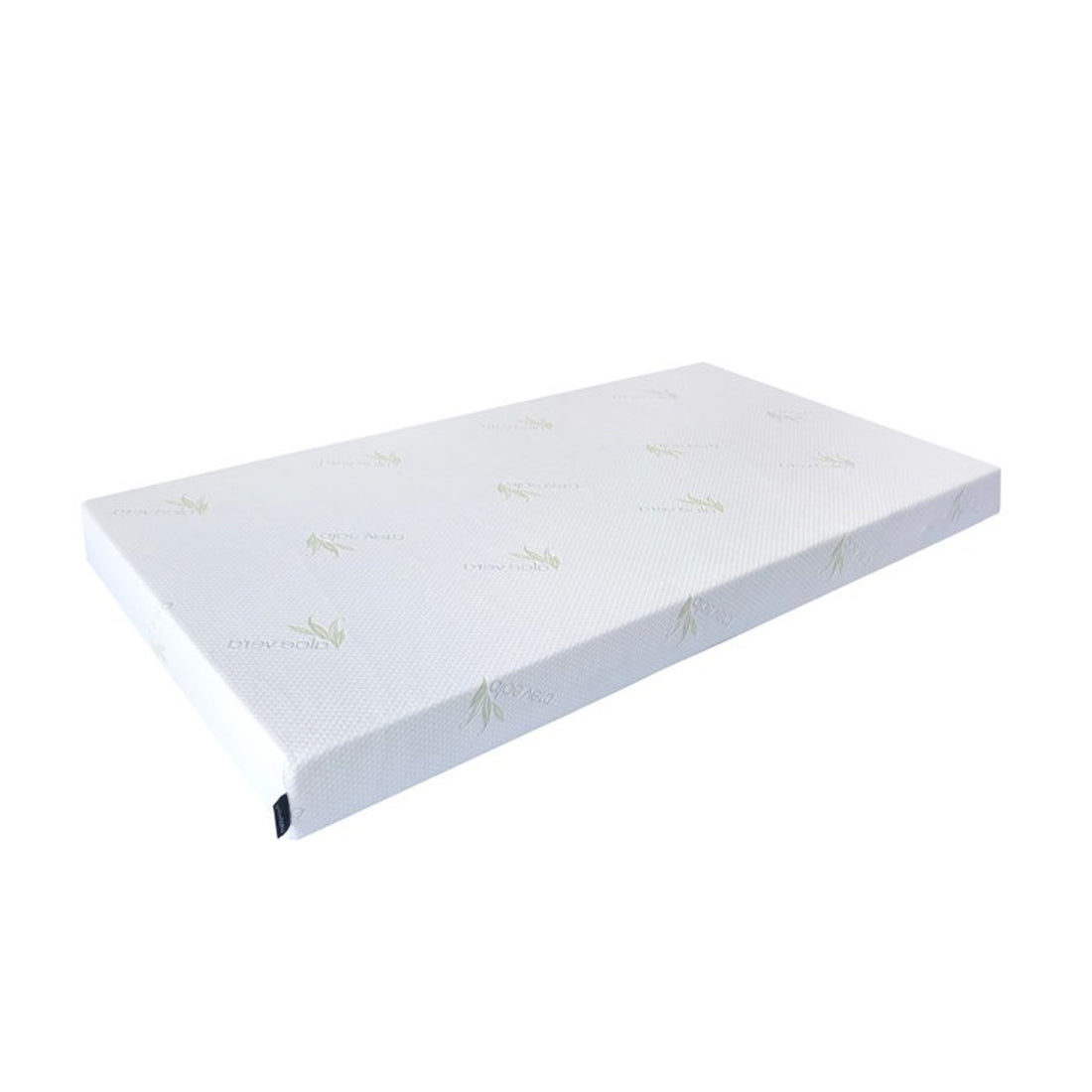 White junior mattress with bamboo leaf pattern on fabric cover