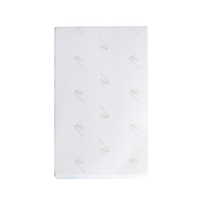 White junior mattress with aloe vera pattern on cover