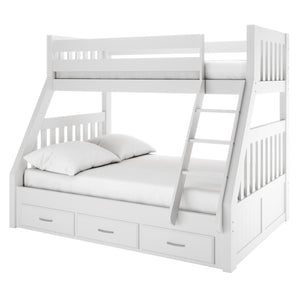 Kourtney Hardwood Triple Bunk Bed with Drawers in White