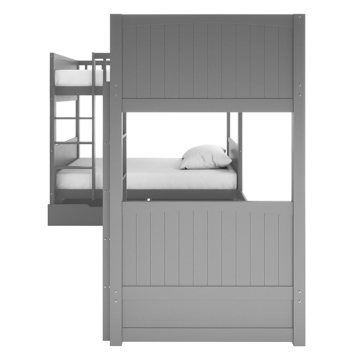 Lucy Solid Pine Corner Triple Bunk Bed & Mattress Package - Grey