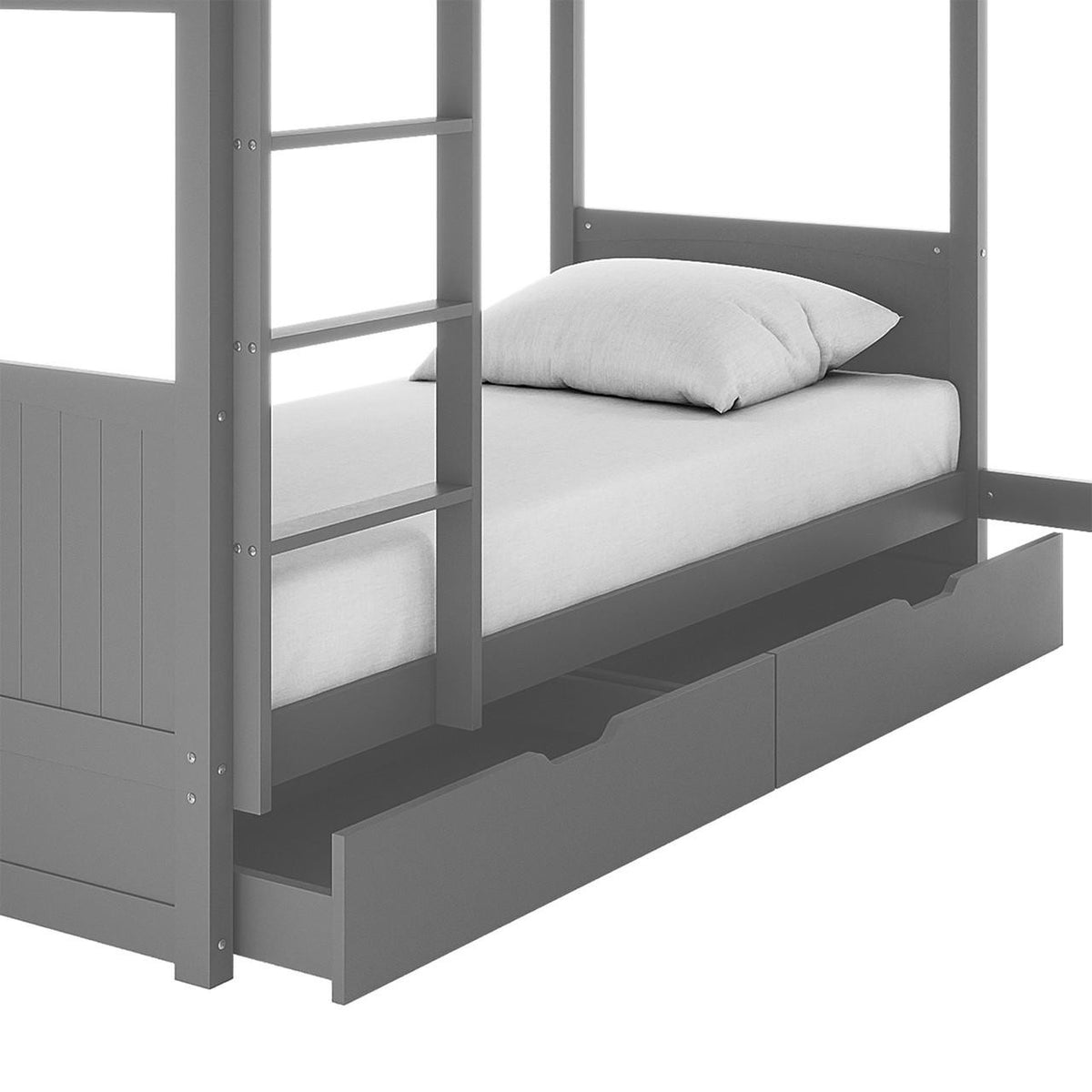 Lucy Solid Pine Corner Triple Bunk Bed & Mattress Package - Grey