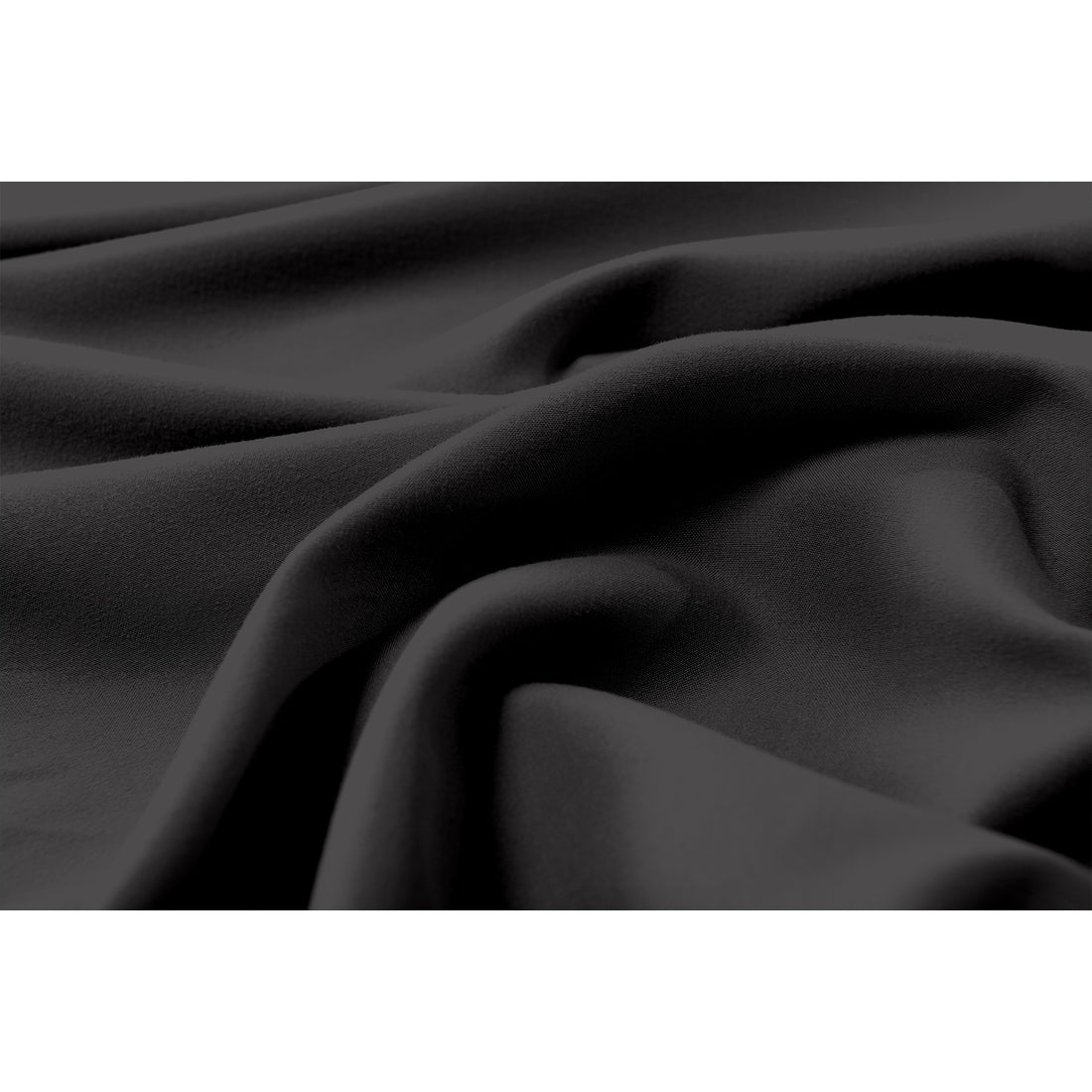 Close-up of black 1000 thread count bed sheet fabric showing soft draped texture