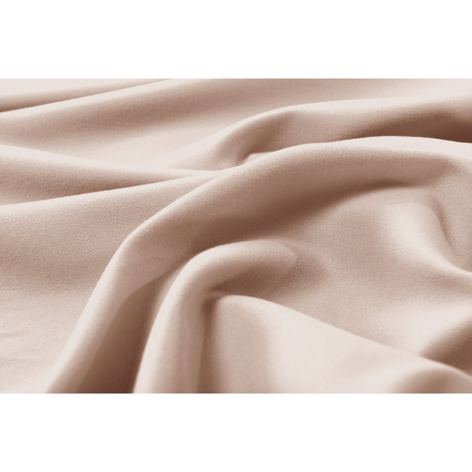 Close-up of cream-coloured Valeria bed sheet fabric showing soft, smooth weave texture with gentle folds