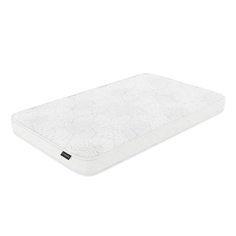 Azeem & Giro Baby Cot paired with Gydas 10cm Nursery Mattress, showcasing a quilt-patterned design, offering optimal support and breathability for a comfortable and secure sleep environment for babies.