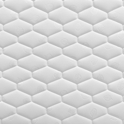 Close-up of the Thermis Single 15cm Hypoallergenic Mattress in Medium Firm, showcasing its white quilted surface with a repeating hexagonal pattern, emphasizing its quality and design for optimal comfort.
