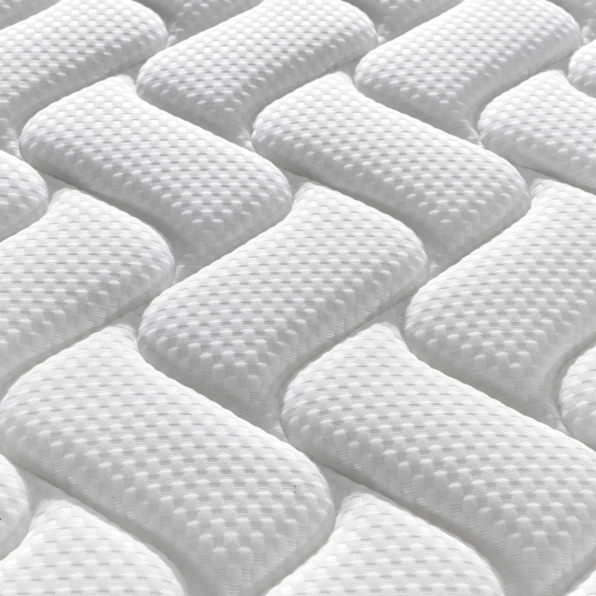 Vesta Double 20cm Medium Firm Pocket Spring Latex Mattress close-up, highlighting its intricate pattern and texture, emphasizing the premium materials and pocket spring design for optimal comfort and support.