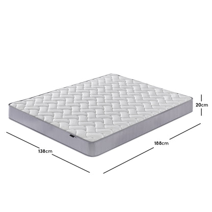 Close-up of the Vesta Double 20cm Medium Firm Pocket Spring Latex Mattress, showcasing its layered structure and breathable fabric, emphasizing the mattress's premium quality and support features.