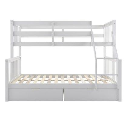 Nero Natural Pine Triple Bunk Bed with Storage Drawers – White features a sturdy built-in ladder, full-length guardrails, and a sleek design, offering versatile sleeping arrangements and space-saving solutions for modern interiors.