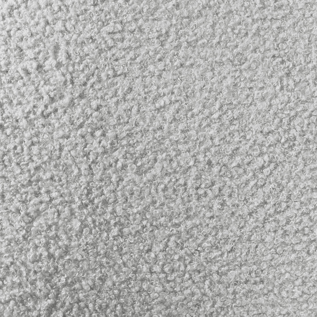 Close-up of the Nikias Double Bouclé Fabric Bed Frame in Light Grey, showcasing its cloud-soft, looped bouclé texture, emphasizing the luxurious, cozy feel of the plush square-tufted headboard.