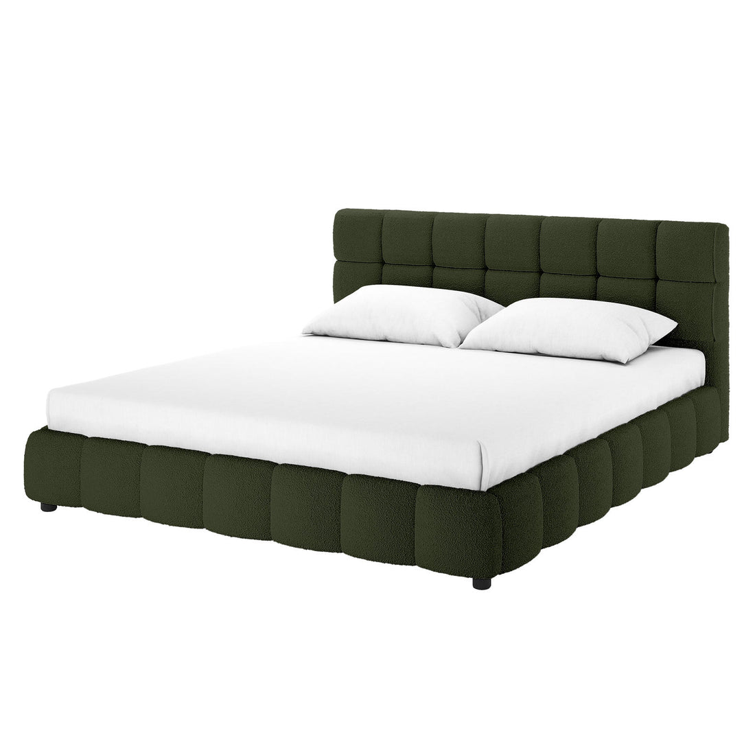 Nikias Tufted Boucle Bed Frame - Green - King