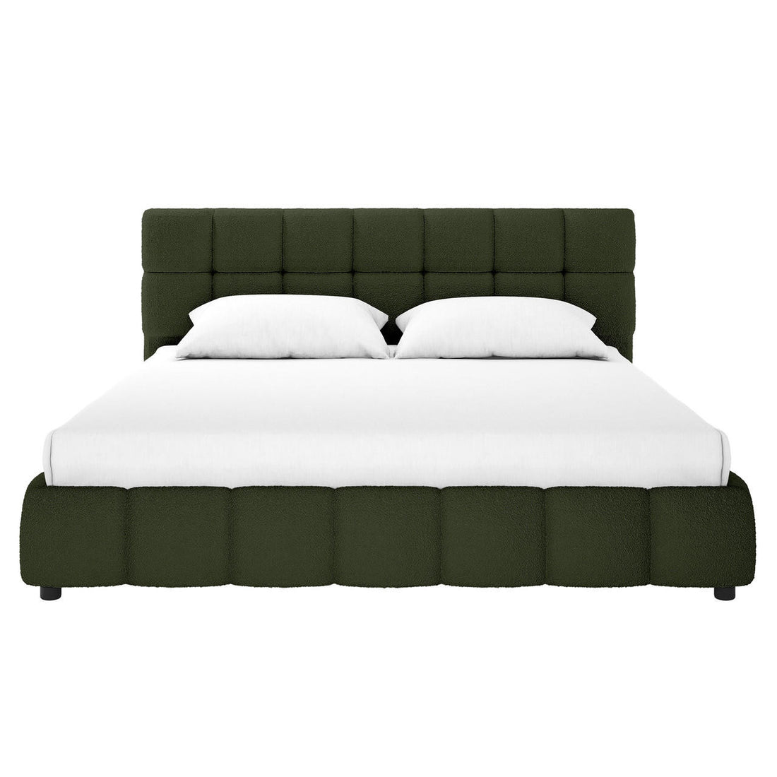Nikias Tufted Boucle Bed Frame - Green - King
