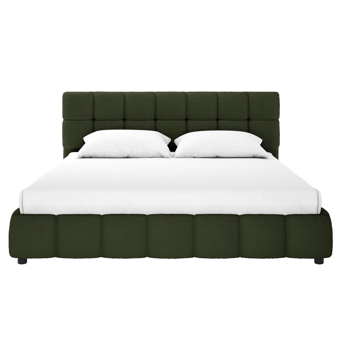 Nikias Tufted Boucle Bed Frame - Green - King
